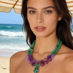Zvoijio Summer New Irregular Resin Multi-layer Necklace for Holiday