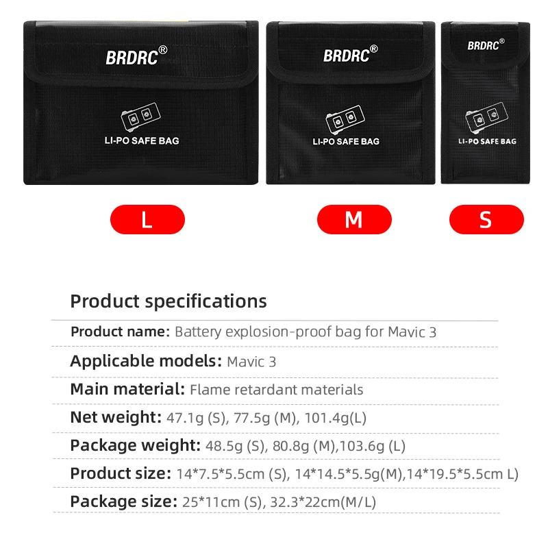 สำหรับ DJI AIR 3 /mavic 3/3 Pro Drone LiPo แบตเตอรี่ปลอดภัยกระเป๋าป้องกันการระเบิดอุปกรณ์เสริมกล่องเก็บแบตเตอรี่