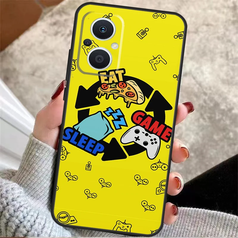 Eat Sleep Game Colorful Back Cover For OPPO Reno 6 7 8 Lite 3 4 5 Z 2Z 8T OPPO Find X6 Pro X2 X3 Neo X5 Lite Case