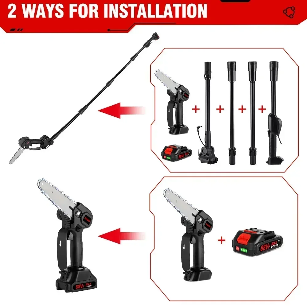 2 IN 1 Teleskop Elektrische Stange Kettensäge Cordless Garten Baum Beschneiden Werkzeug Hohe Ast Säge Power Werkzeuge für Makita 18 V batterie