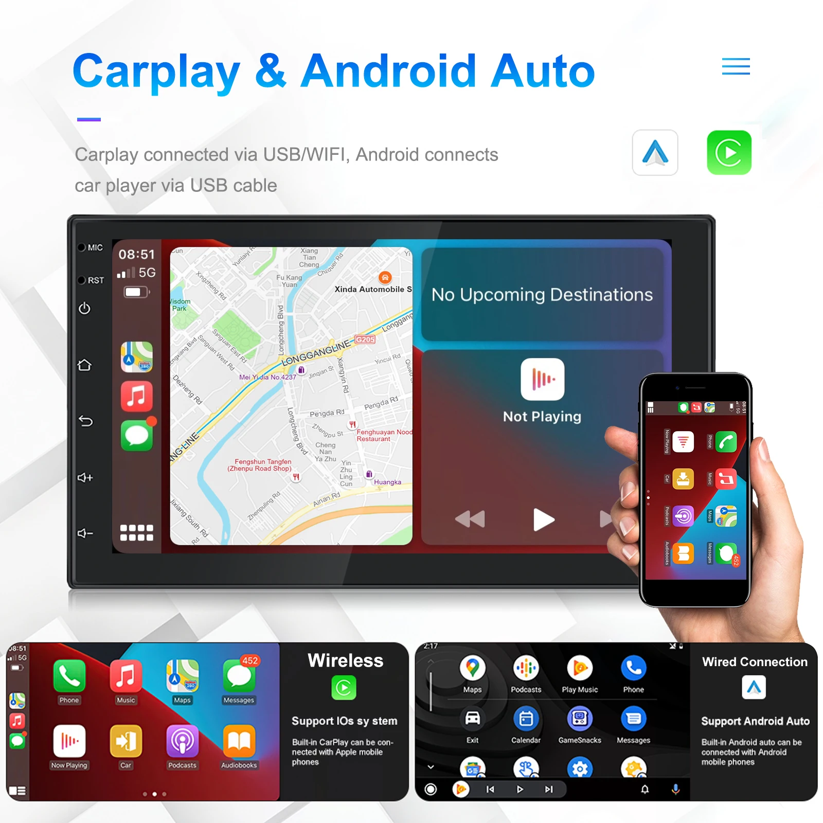 LeeKooLuu 2 Din 7 9 10 Inch Android Car Radio 2G 64G Universal Multimedia Player Carplay Android Auto Autoradio Stereo Bluetooth