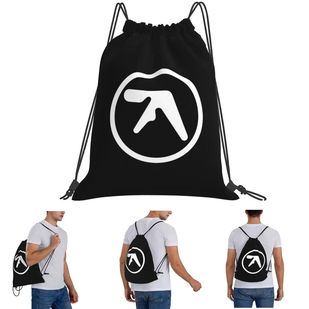 

Aphex Twin креативные рюкзаки с логотипом Y2K, многофункциональные портативные рюкзаки на шнурке, карманные сумки для мелочей, сумки для книг для школы путешествий