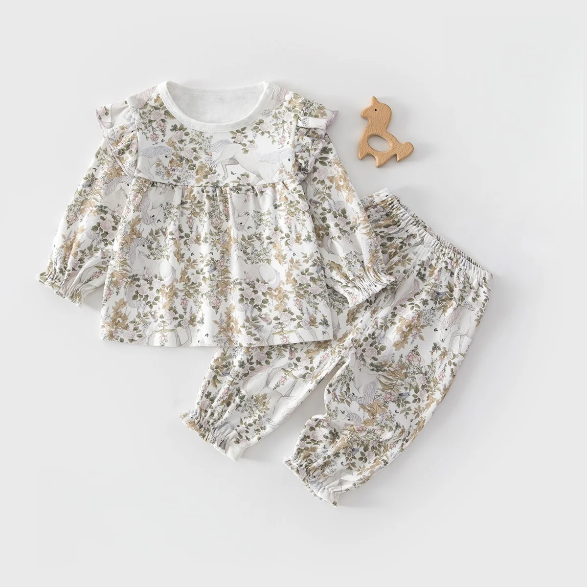 

Spring Baby Cotton Pajimas Sets 0-4Y Toddler Girls Boys Full Print Soft 2pcs Top+Pants Princess Sleepwear Loungewear Clothing