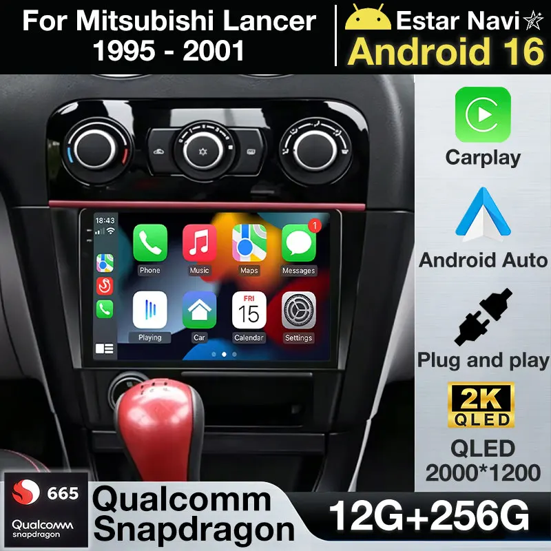 Radio para Auto Android 16 para Mitsubishi Lancer 1995 - 2001 Reproductor Multimedia Navegación GPS Inalámbrica Carplay Pantalla Táctil Auto DSP
