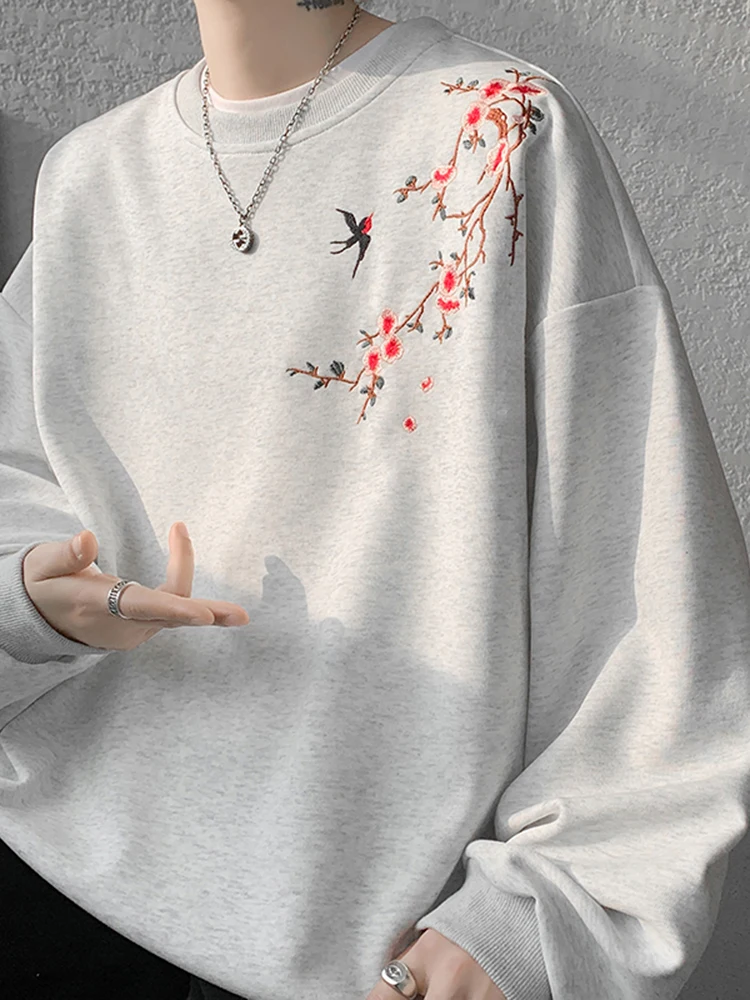 

Spring Autumn Men's Sweatirt Embroidered Loose round Ne Top Boy's Outerwear Casual Comfortable Breathable Streetwear