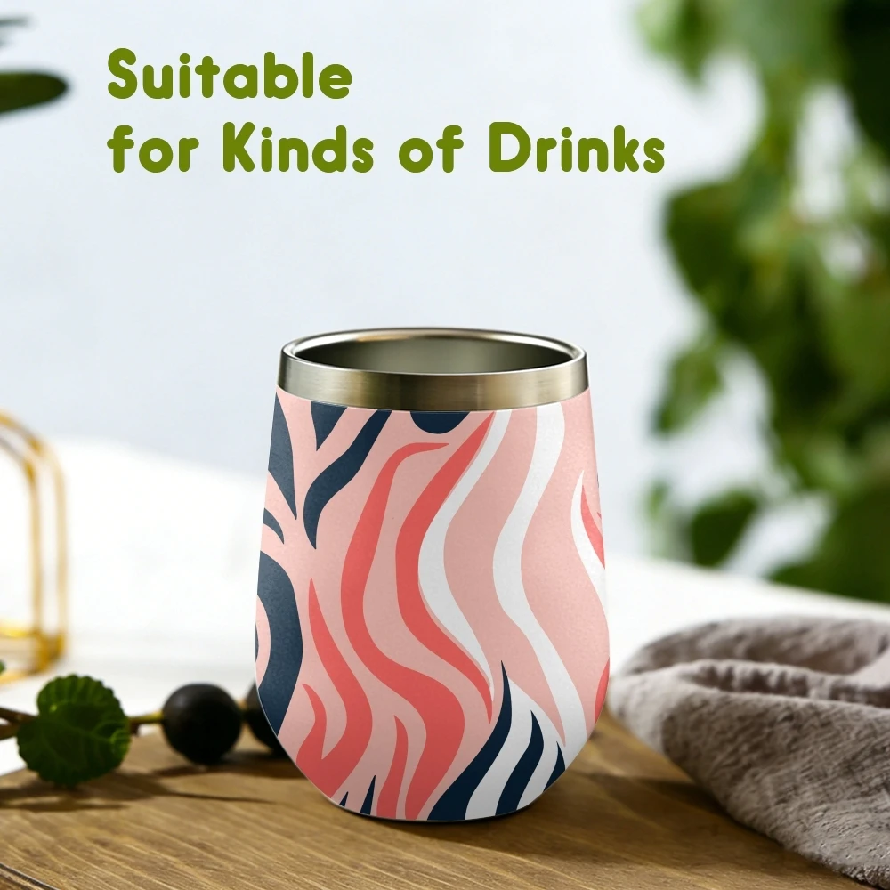 Color Zebra Stripes Vacuum Flasks 12oz Insulated Wine Tumbler Vacuum Coffee Mug Egg Shape Thermos Cup