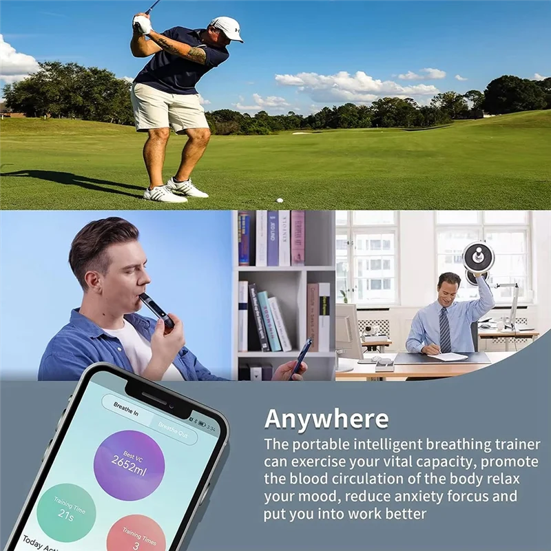 -BOFF Espirómetro Bluetooth Grabación de datos de teléfono móvil Equipo de resistencia Adecuado para niños y adultos Entrenamiento de respiración pulmonar