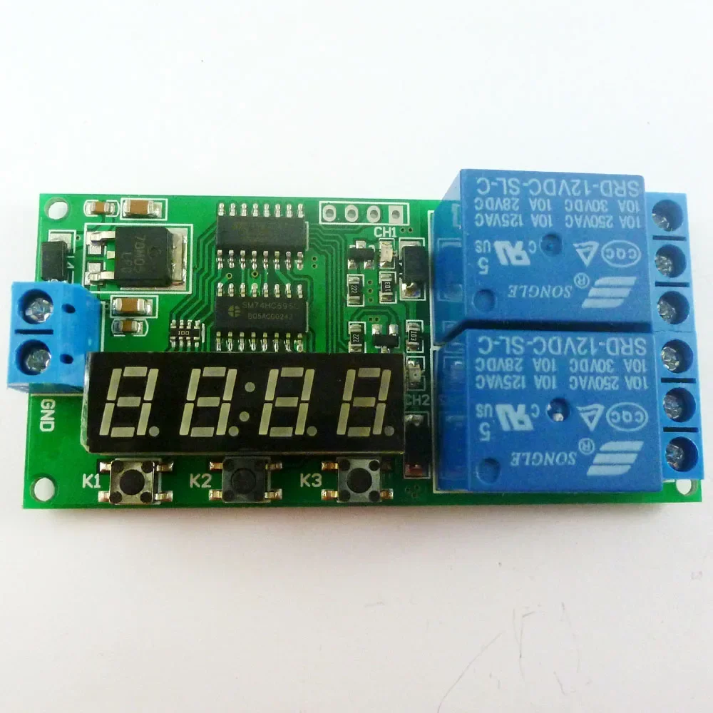 DC 12V 2 CH Multifunction Delay Timer Module Delay Relay Controller Motor Reverse Cycle Loop Timers Interlock Switch Board