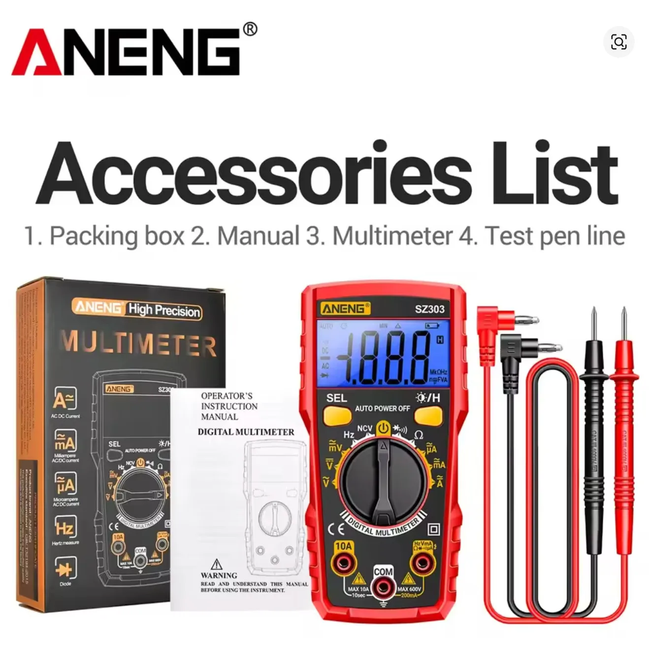 

ANENG SZ303 - Тестер электрических цепей AC/DC с ЖК-дисплеем и подсветкой