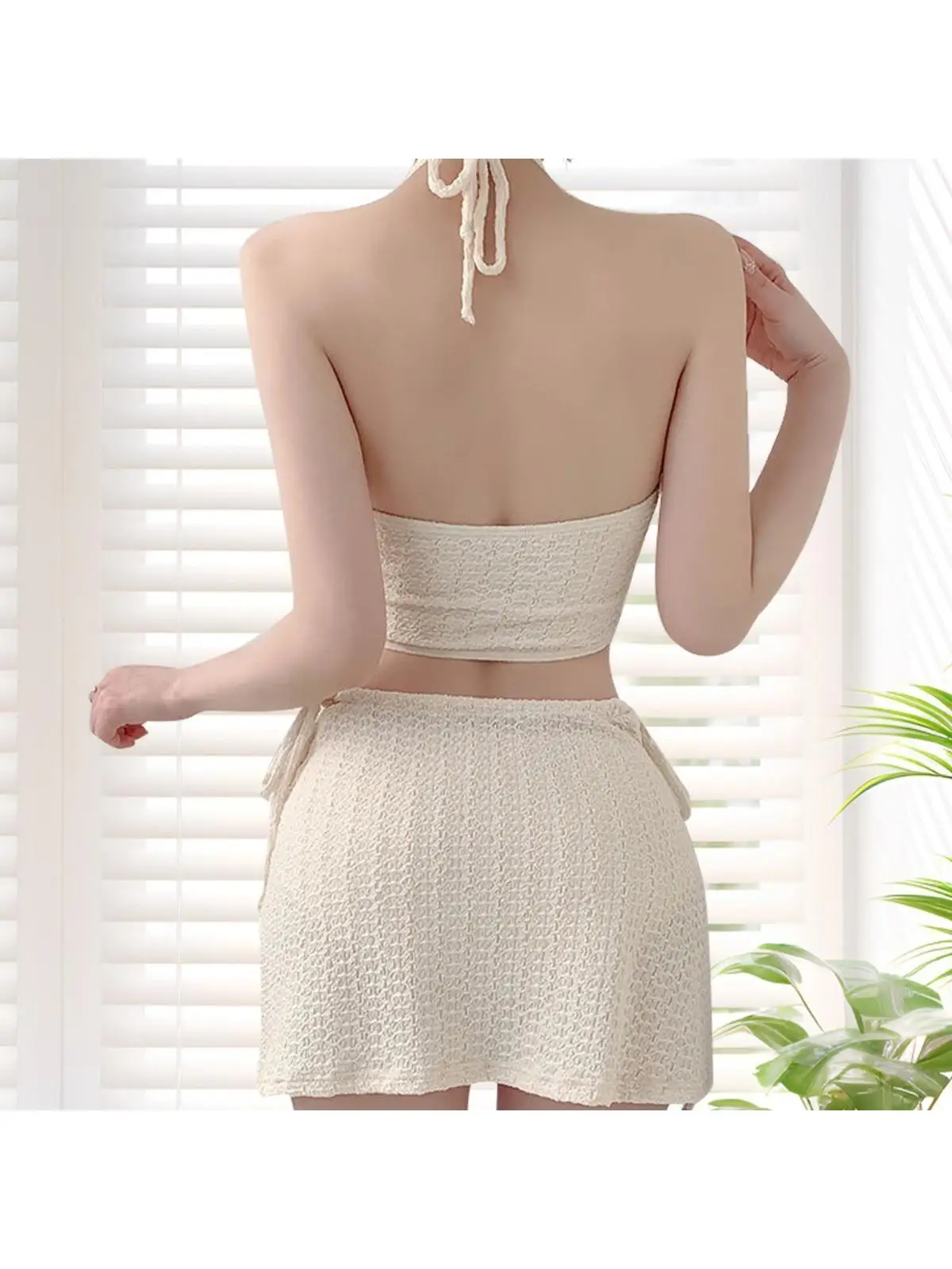 بيكيني نسائي مثير من ثلاث قطع، زي سباحة للينابيع الساخنة، تصميم نحيف مع بطانة صدر، إحساس راقي، أسلوب مشاهير الإنترنت #4