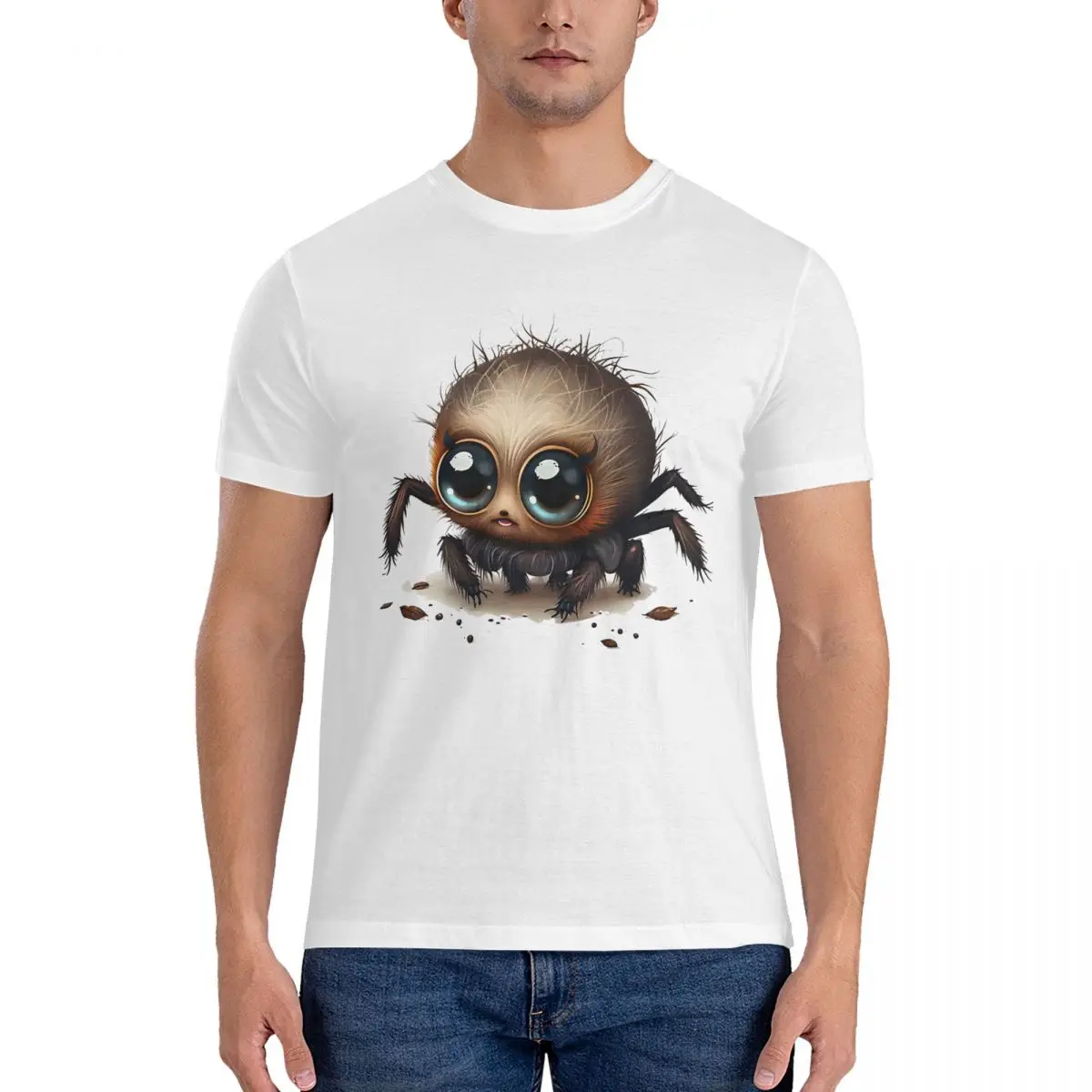 Adorable Animals T Shirt for Men  Cotton Funny T-Shirt Round Collar Lucas The Spider Tees Short Sleeve Clothing Birthday Gift