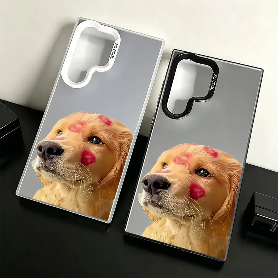 Phone Cover Case for Samsung Galaxy S26 S21 Note 20 Ultra S24 FE S25 Edge S22 S20 Plus S23 S23 Ultra Lip Dog Pattern