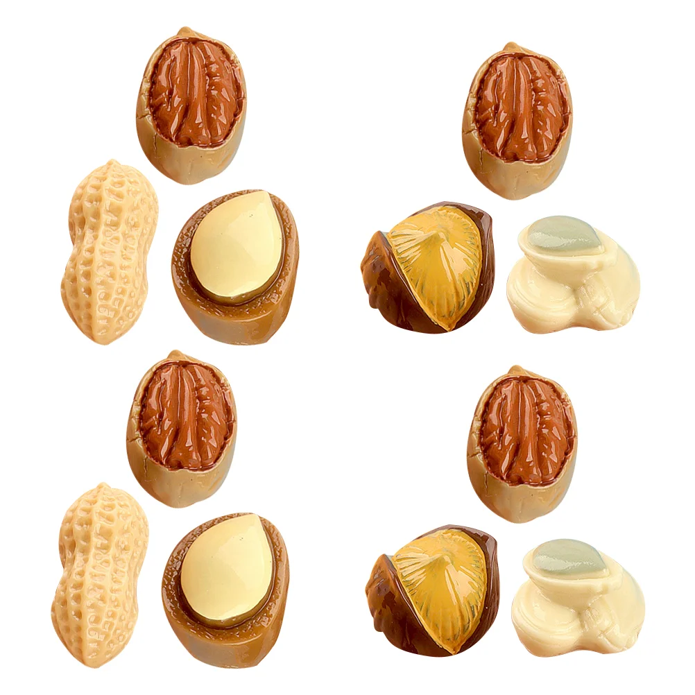 15 Pcs Simulated Nut Snack Toy Mini DIY Peanut Kit Decor House Food Model Miniature Resin Artificial Flowers