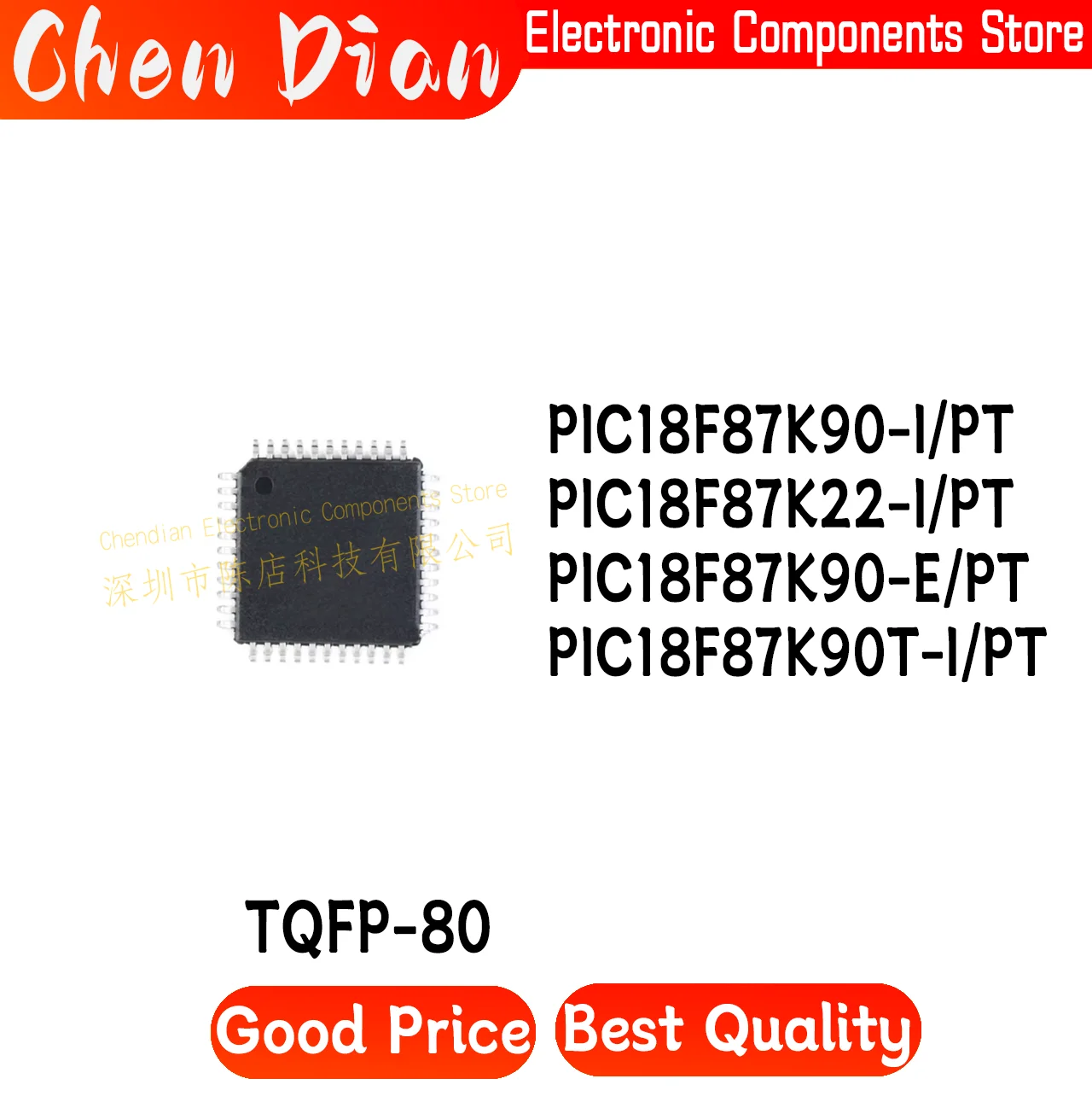 

PIC18F87K90-I/PT PIC18F87K22-I PIC18F87K90-E PIC18F87K90T-I Package TQFP-80 New Original Genuine