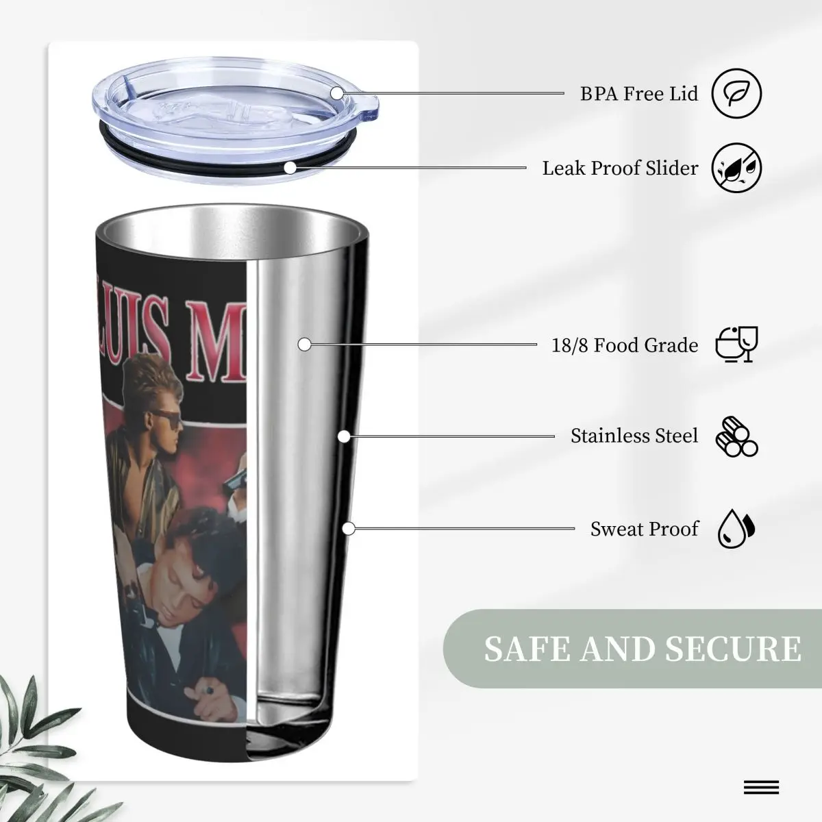 L-Luis Miguel Tumbler Music Singer Cold and Hot Water Bottle Heat Preservation Stainless Steel Thermal Cups Travel Car Mugs