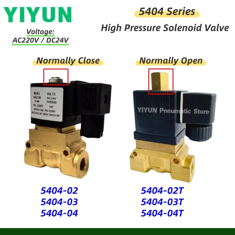

1PC 5404 Series Marine High Pressure Solenoid Valve 1/4" 3/8" 1/2" 3/4" 1" Bottle blowing Machine Air Valve AC220V DC24V