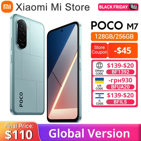 POCO M7 글로벌 버전 스냅드래곤 ®   685 스마트폰 6.9인치 144Hz FHD+ 도트디스플레이 50MP 카메라 7000mAh 배터리 샤오미 하이퍼OS 2 NFC