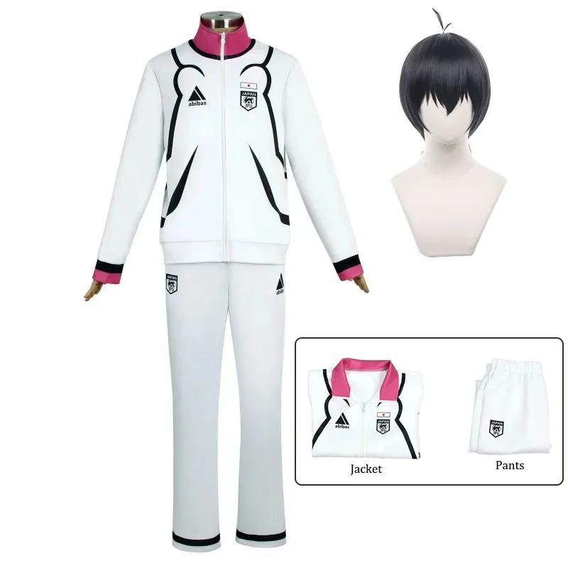 

XT8Anime Blue Lock Isagi Yoichi Cosplay Costume Wig White Pink Suit Coat Pants School Uniform Men Hallowen Party ClXT6@!