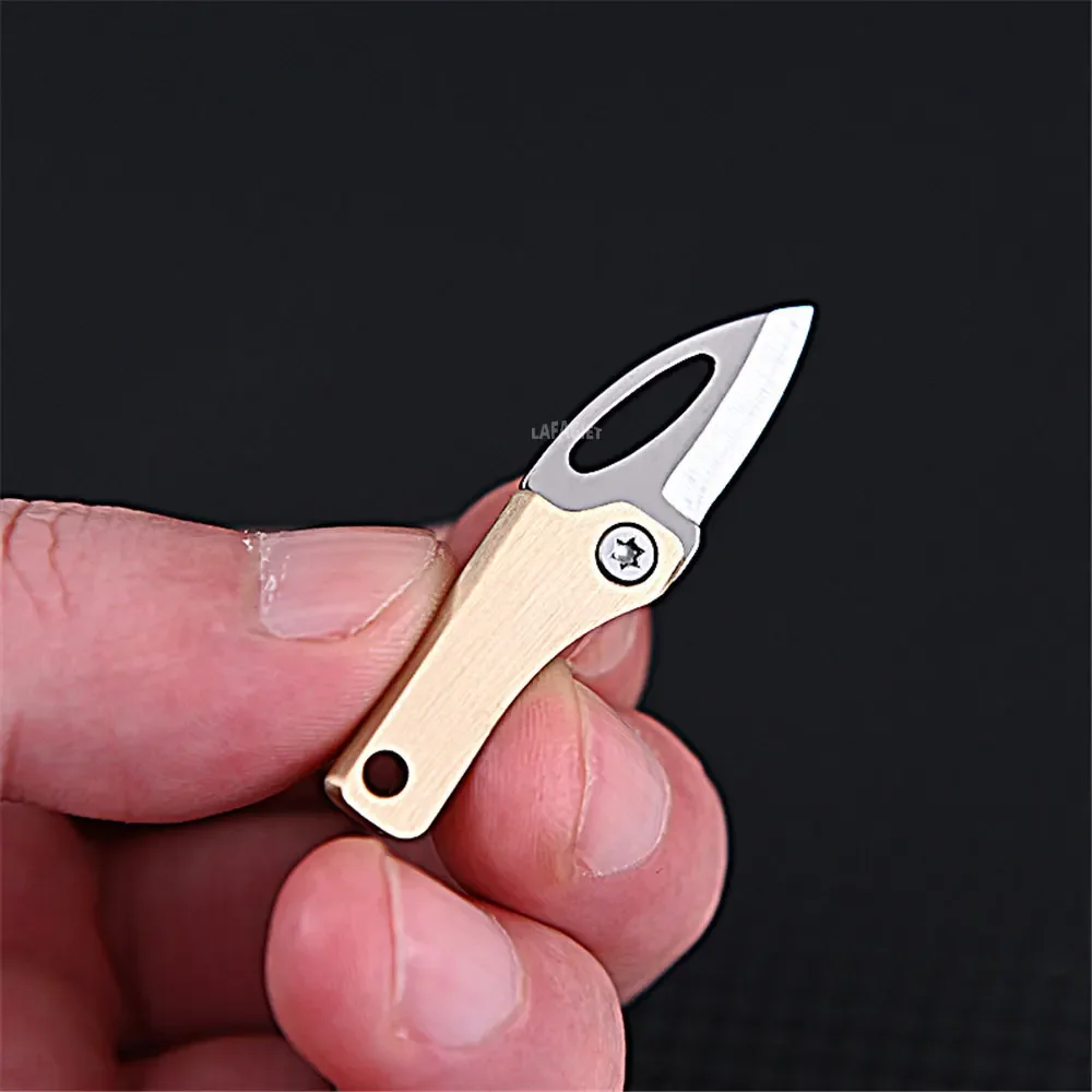 Brass Magnetic Suction Small Knife With Sharp Edge Pocket Portable Keychain Unpacking Express Delivery Tool Mini Folding Knife