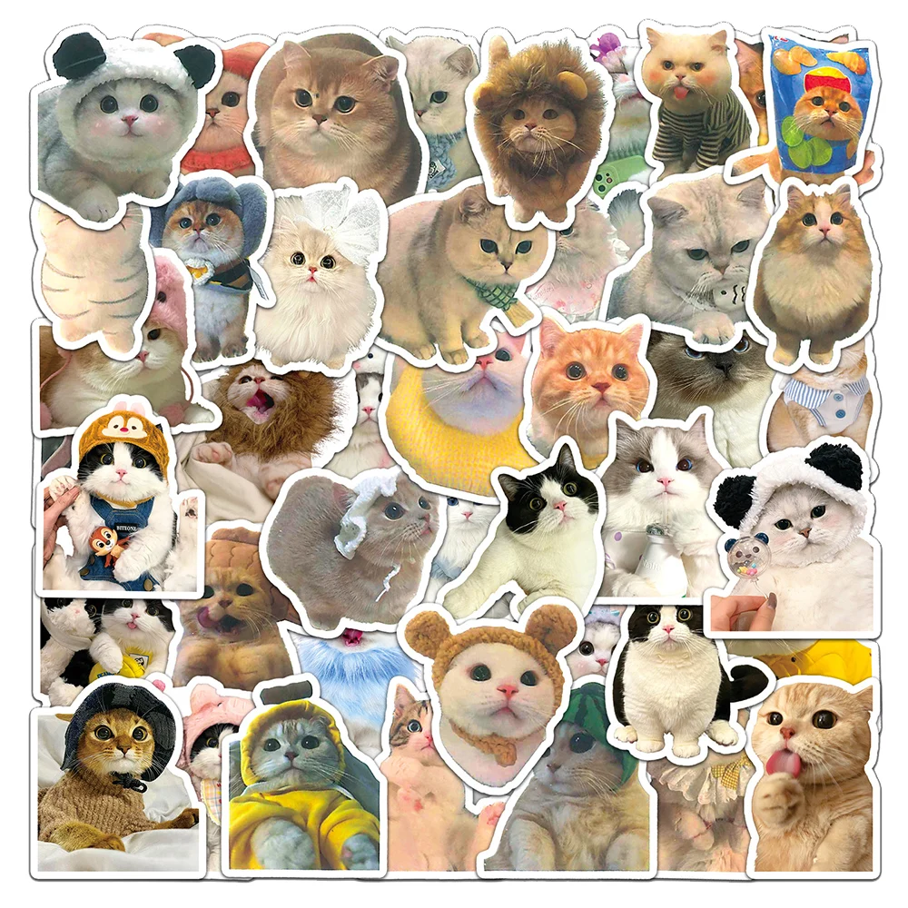 10/30/50/100pcs Kawaii Cats Stickers Toys Cute Kitten Meme Cartoon Decals For Kids DIY Laptop Scrapbook Stationery Funny Sticker