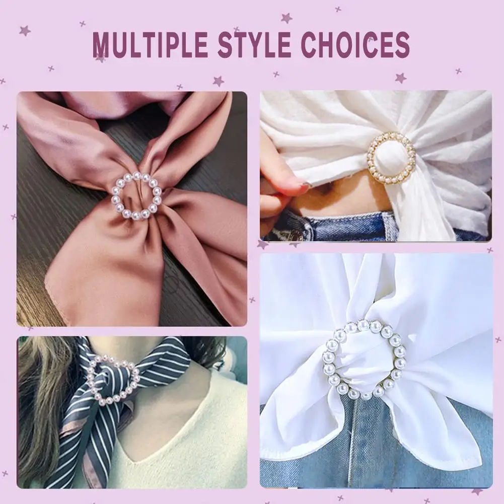 

Hot-selling Fashion Corner Buckle Silk Scarf Button Hem Waist Knotted Brooches Crystal Pearl Metal Hijab Scarf Button Shirt