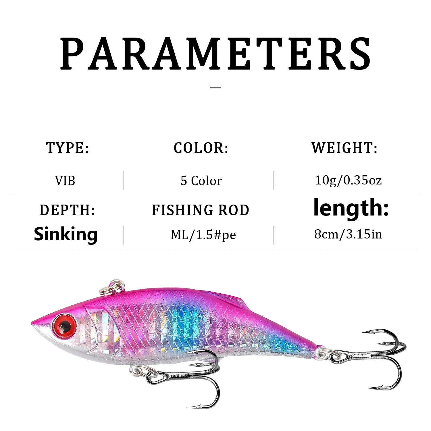 5 قطعة VIB الطعم الصلب الاصطناعي فيبي Lipless البلاستيك الاهتزاز حشرجة الموت غرق هزاز الصيد إغراء ﻿