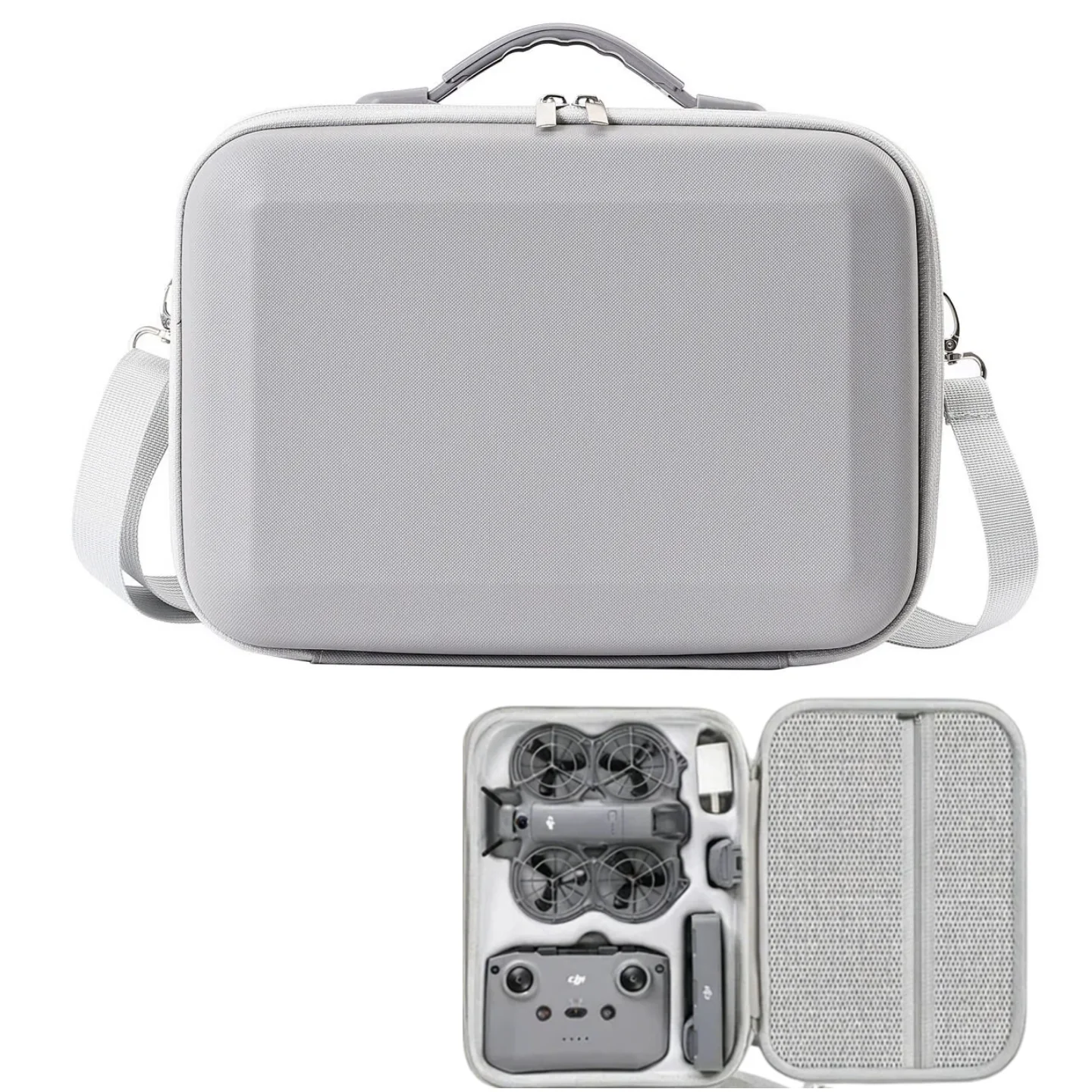 XFJI Reistas voor DJI NEO 2 Drone Accessoires Harde Schulp PU Lederen Etui Geschikt voor RC-N3 Afstandsbediening Beschermende Schoudertas