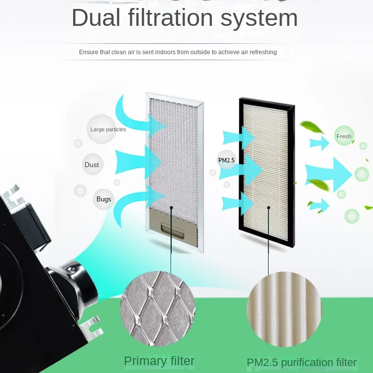 Ultra-Thin Haze Removal Air Ventilation Recycle Systems Pipe Blower Household Air Purification PM2.5 Filter Commercial Mute