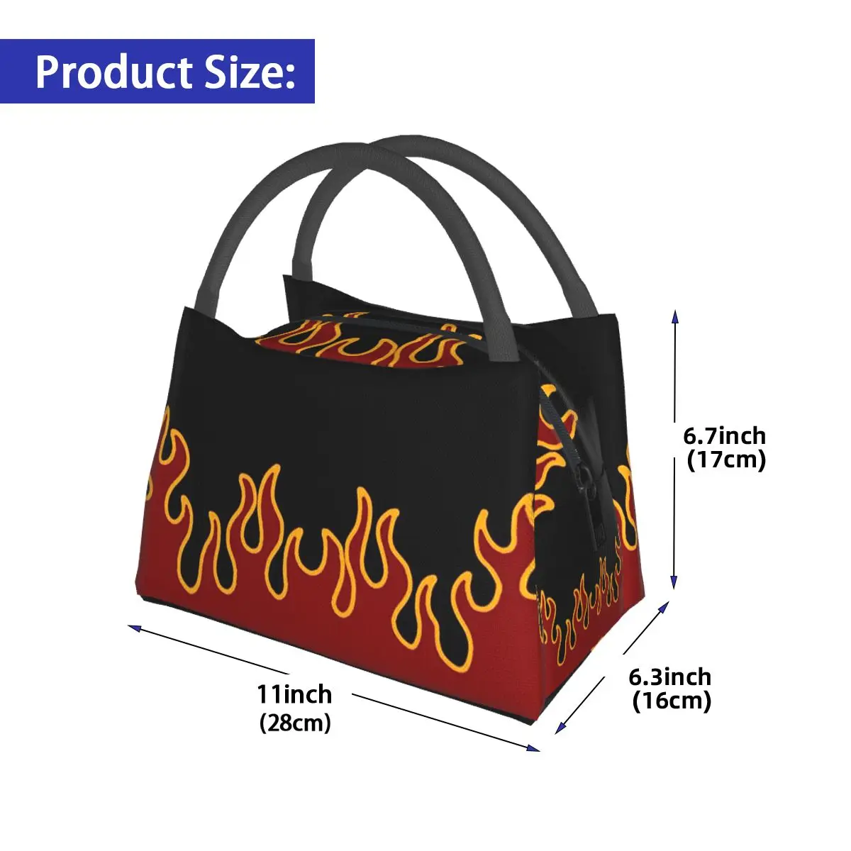 Big Fire Flames Burning Flame Insulated Lunch Bag for Women Children Portable Food Boxes Thermal Lunch Box Tote