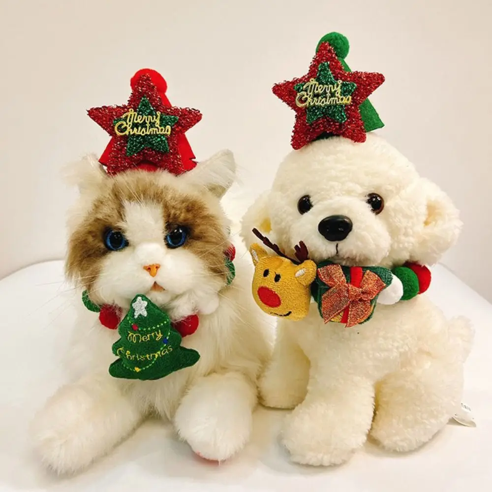 Cartoon Cat Plush Ball Necklace Santa Elk Elastic Christmas Pet Hat Christmas Tree Christmas Dog Bowtie For Dogs Cats