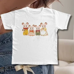 Y2K Grunge Cyber Goth Tee Vintage anime Print graphics Short Sleeve Crop Tops baby tees Kawaii Skater T-shirt Women Streetwear