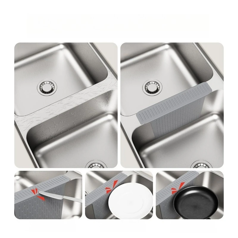 Folding Sink Saddle Silicone Sink Divider Pad Kitchen Sink Protection Mats Anti-slip Bump Scratch Drain Pad Kitchen Accessories