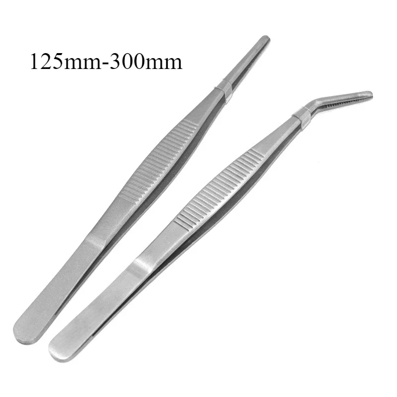430Stainless Multifuctional Steel Elbow Tweezers Aquarium Clip Long Tongs Medical Tweezers Forceps Pet Feeding Tools Non-slip
