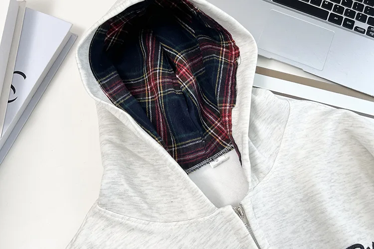 سترة نسائية بغطاء للرأس مقاس كبير من XXXXL كاجوال فضفاضة منقوشة داخلية مرقعة بقلنسوة