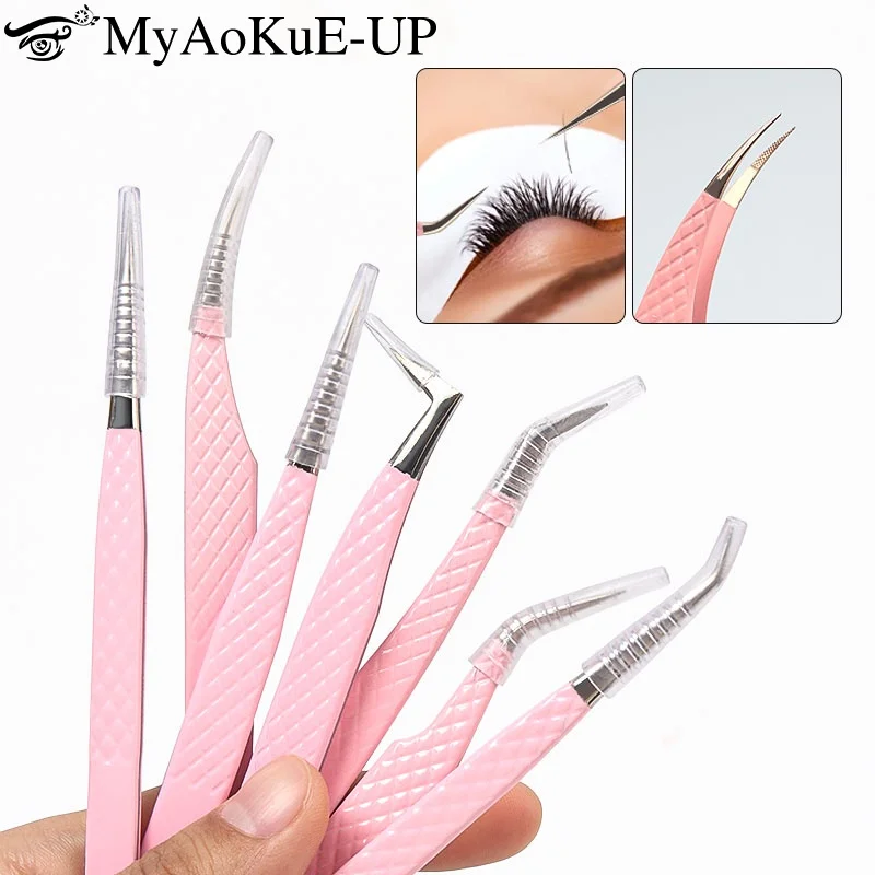 Faser Spitze Wimpern Pinzette Edelstahl Wimpern Verlängerung Pinzette Volumen Isolation Präzise Faser Anti-slip Pinzette Make-Up-Tools