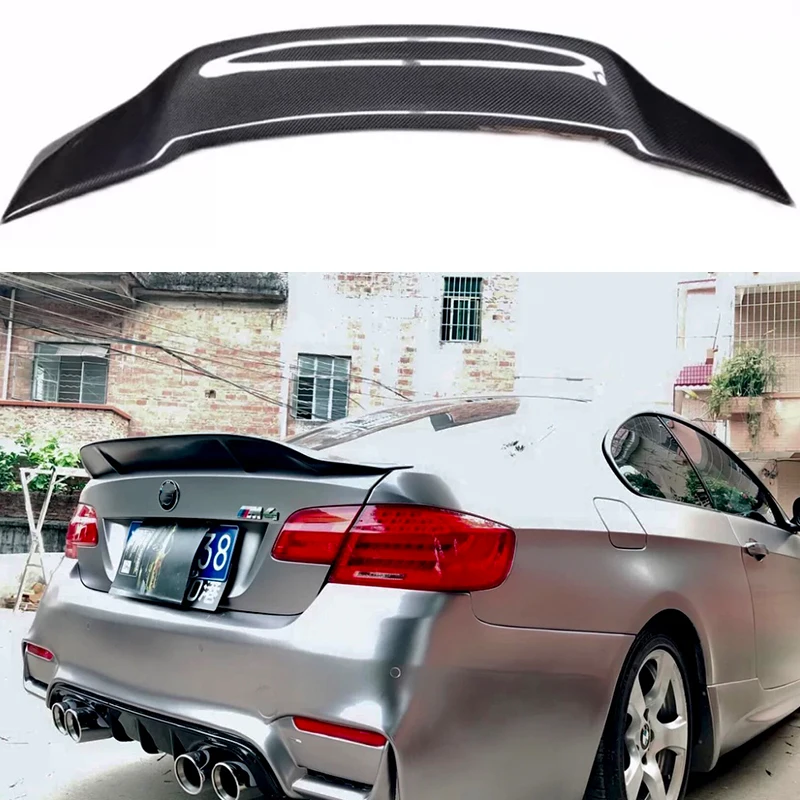 For BMW 3 Series E92 R style carbon fiber rear trunk lid spoiler wing body sports modification kit 2006 2007 08 09 2010 11 12 13