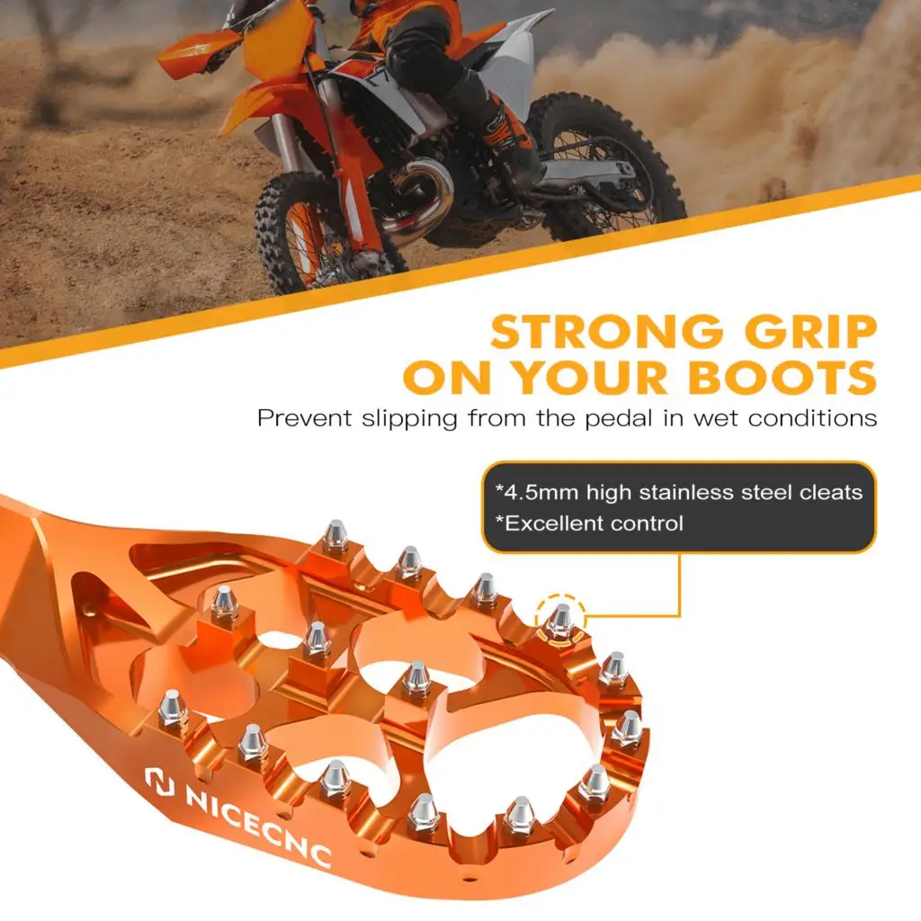 For KTM 2024 EXC 300 Forged Aluminum Foot Pegs FootRest Footpegs Rests EXCF 350 450 XCW 500 2024 SX 125 SXF 450 XC XCF 2023-2024