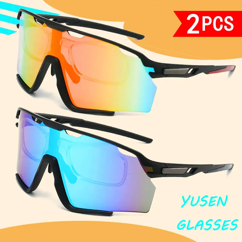 عبوتان من النظارات الشمسية العصرية الجديدة ذات الإطار الكبير في الهواء الطلق مع عدسات ملونة مطلية حقيقية، مجموعات ألوان مختلفة، للجنسين، مناسبة للارتداء في مجموعة متنوعة من حالات #4