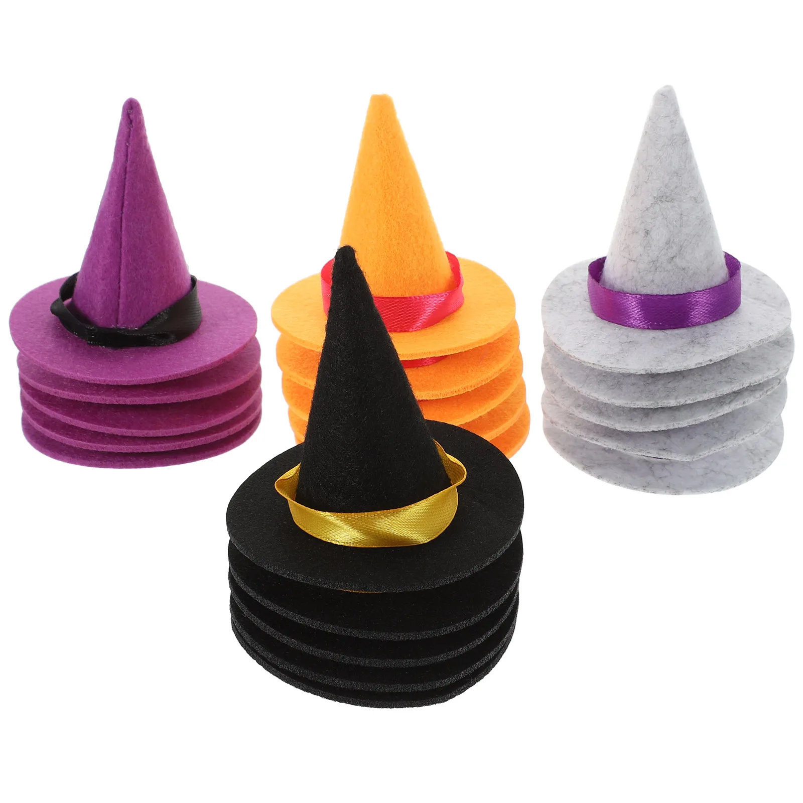 

20Pcs Mini Witch Hats Miniature Decor Felt For Crafts Party Hats Wine Bottle Hats Scene Layout Decorations Halloween