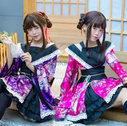 Halloween Japanse Lolita Anime Cosplay Kostuum Kimono Jurk Voor Vrouwen Sakura Yukata Tutu Kawaii Girl Haori Party Stage Outfit