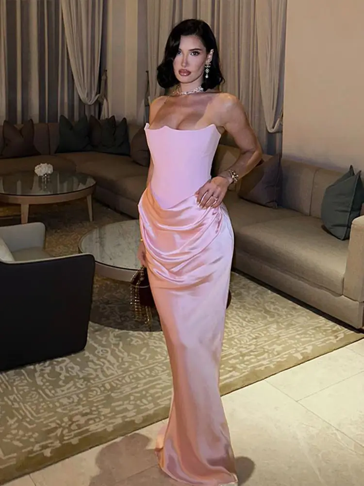 Sexy Long Dress Women Elegant Off-shoulder Strapless Hip Package Female Vestidos Vintage Slim Fit Ladies Evening New Year Gown