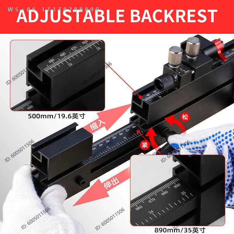 Aluminum Alloy T-Slot Track, Adjustable Telescopic Backrest, Table Saw Push Stick, Mitre Gauge, Woodworking Table, Inverted Prof