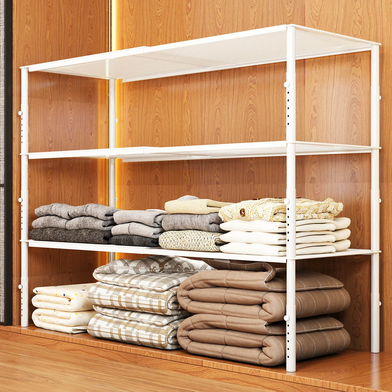1 pièce - Diviseur de placard réglable en hauteur, étagère métallique pour l'organisation et le rangement des vêtements, support de rangement extensible pour armoires, organisateur de cloisons