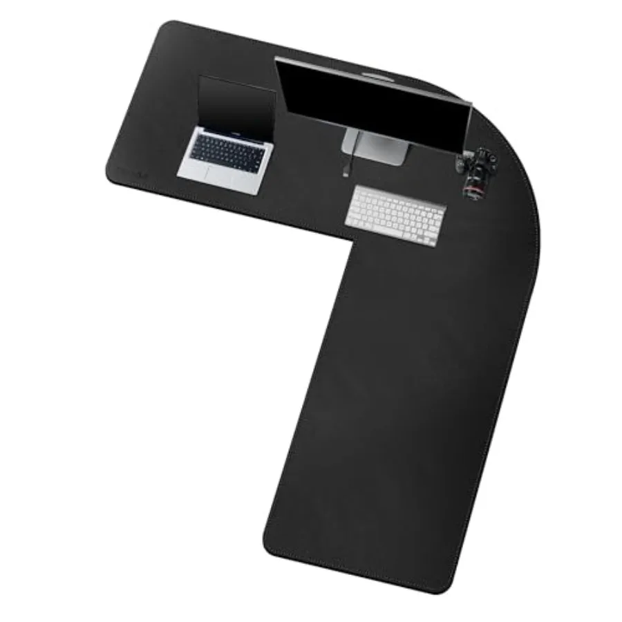 

Dual Sided L Shaped Desk Pad ‎‎ 47.2"+55" x 16" Corner Leather Desk Pad l Shaped Desk Gaming mat Waterproof l Shaped Leather Mo