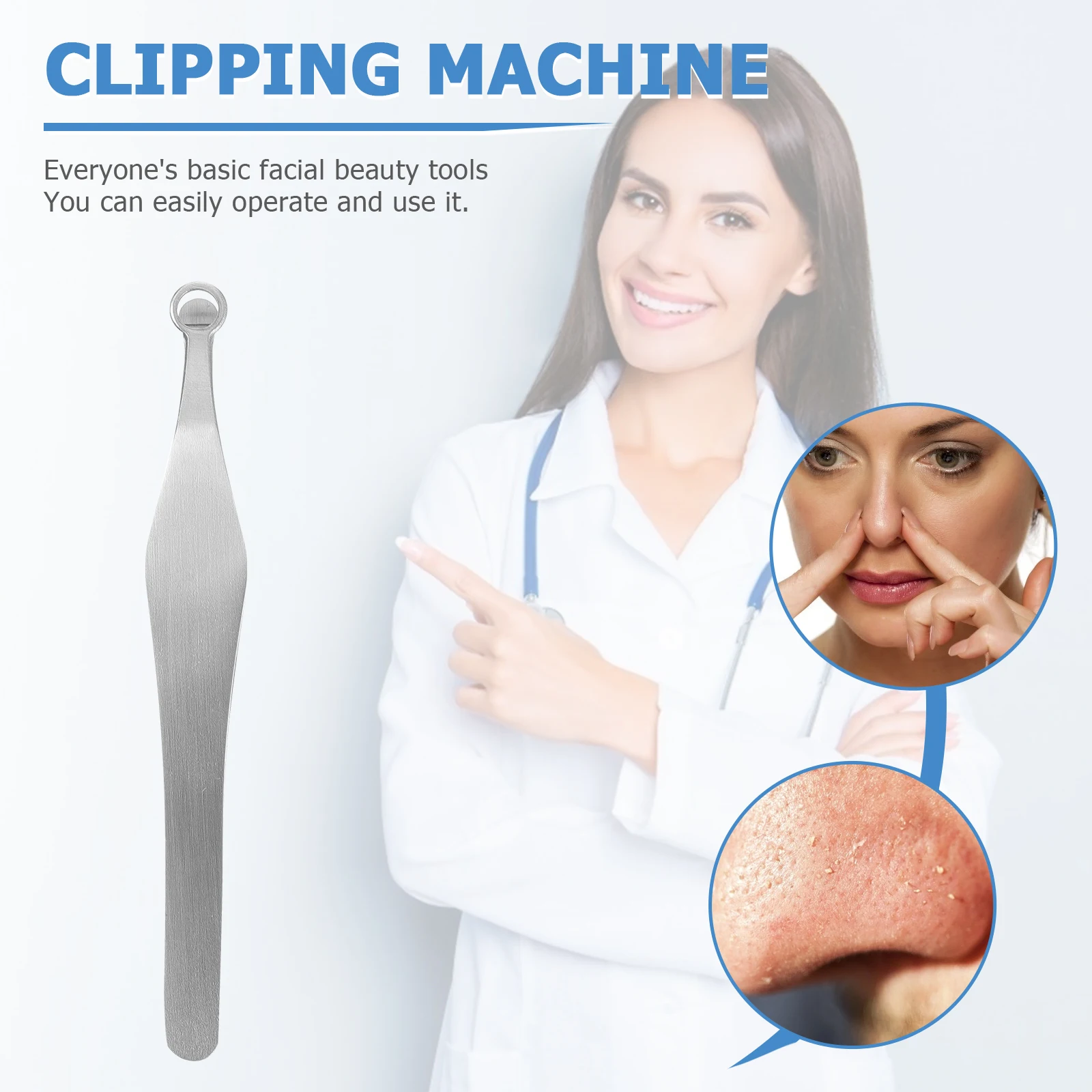 

Stainless Steel Nose Hair Trimmer Round Head Trimming Tool Ergonomic Handle Home Professional Use Nasal Hair Clip Remover