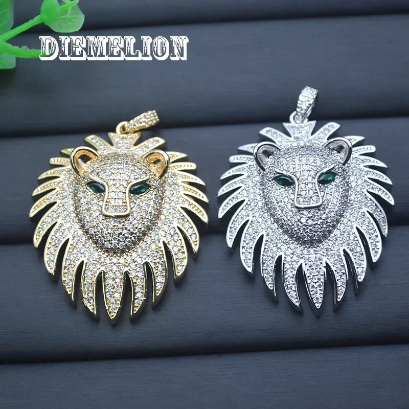 1pc Full Shiny Cubic Zircon Leopard Head Pendant for Women Men Luxury Designer Jewelry Gifts 38*47mm Big Animal Pendants