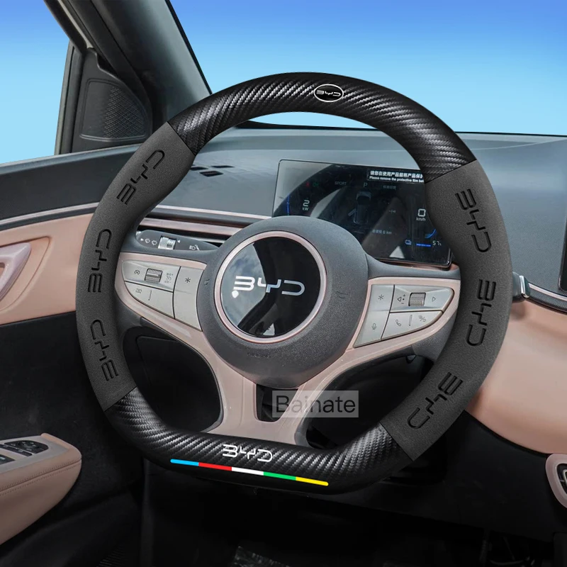 

Автомобильный замшевый чехол на руль для BYD Atto 3 Seal Tang Yuan Song Plus EV F0 Qin Han Dolphin S6, кожаные противоскользящие аксессуары