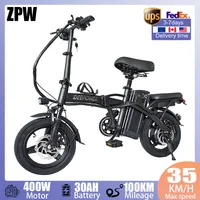 ZPW Ebike K100 400W 48V 30AH Electric bike Adult Fat Tire Folding Electric Bicycle City Commuter Electric Bike Urban Ebike