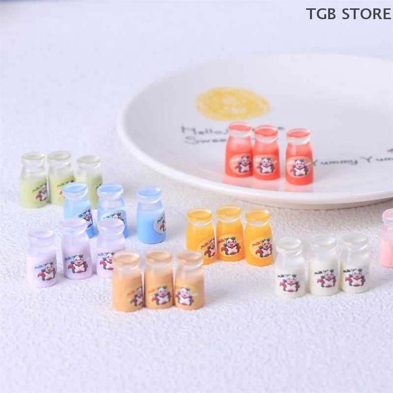 ขวดนมเรซิ่นใสจำลอง 10 ชิ้น ของเล่นบ้านตุ๊กตา ของตกแต่งจิ๋ว น่ารัก ของประดับตกแต่งสไตล์สาวหวาน ของขวัญสำหรับเด็ก