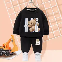 Autumn Baby Girl Boy Clothes Set Children Cartoon Letter Bear Printing Sweatshirt Top and Pants Bottom 2 Pieces Suit Tracksuit